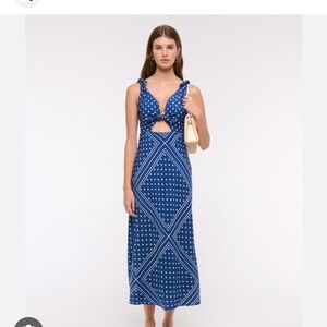 Abercrombie & Fitch Blue Patterned Maxi Dress